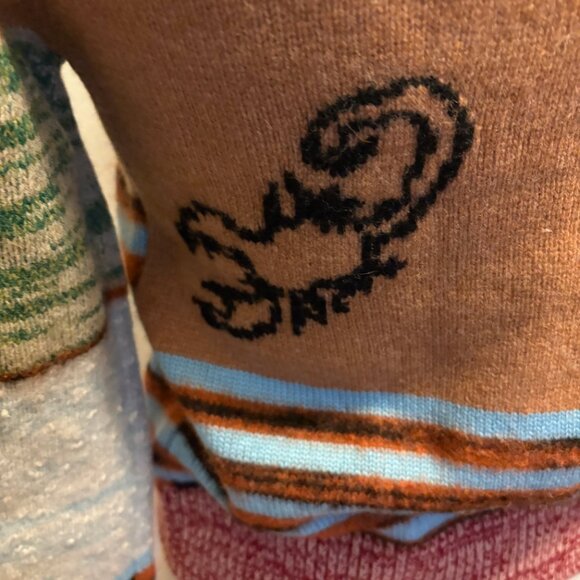 NWT Marc Jacobs Tattoo Crewneck sweater in engineered stripe camel combo - Picture 9 of 13